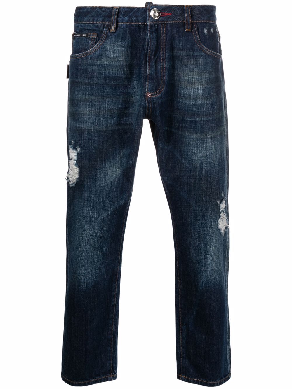 

Philipp Plein distressed-effect cropped jeans - Blue