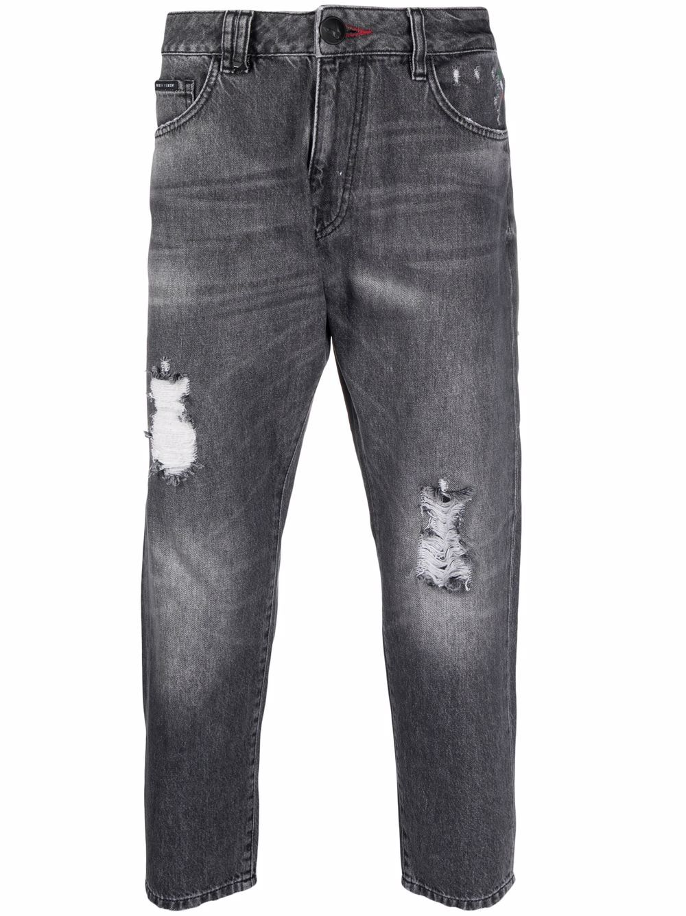 фото Philipp plein укороченные джинсы с эффектом потертости