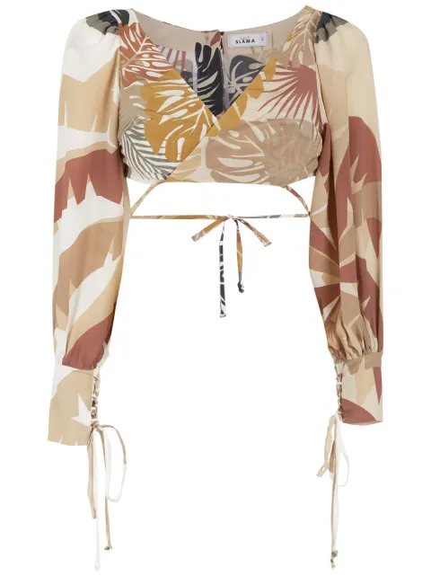Amir Slama tropical print cropped wrap blouse