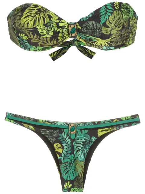 Amir Slama Schulterfreier Bikini mit tropischem Print