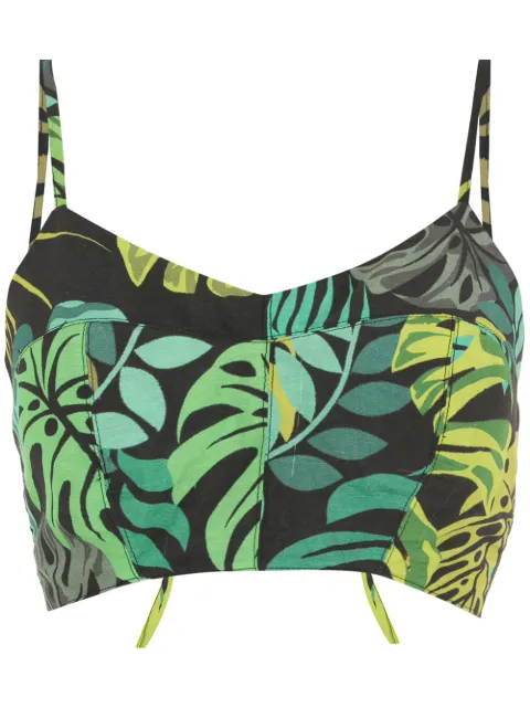 Amir Slama top corto con estampado tropical