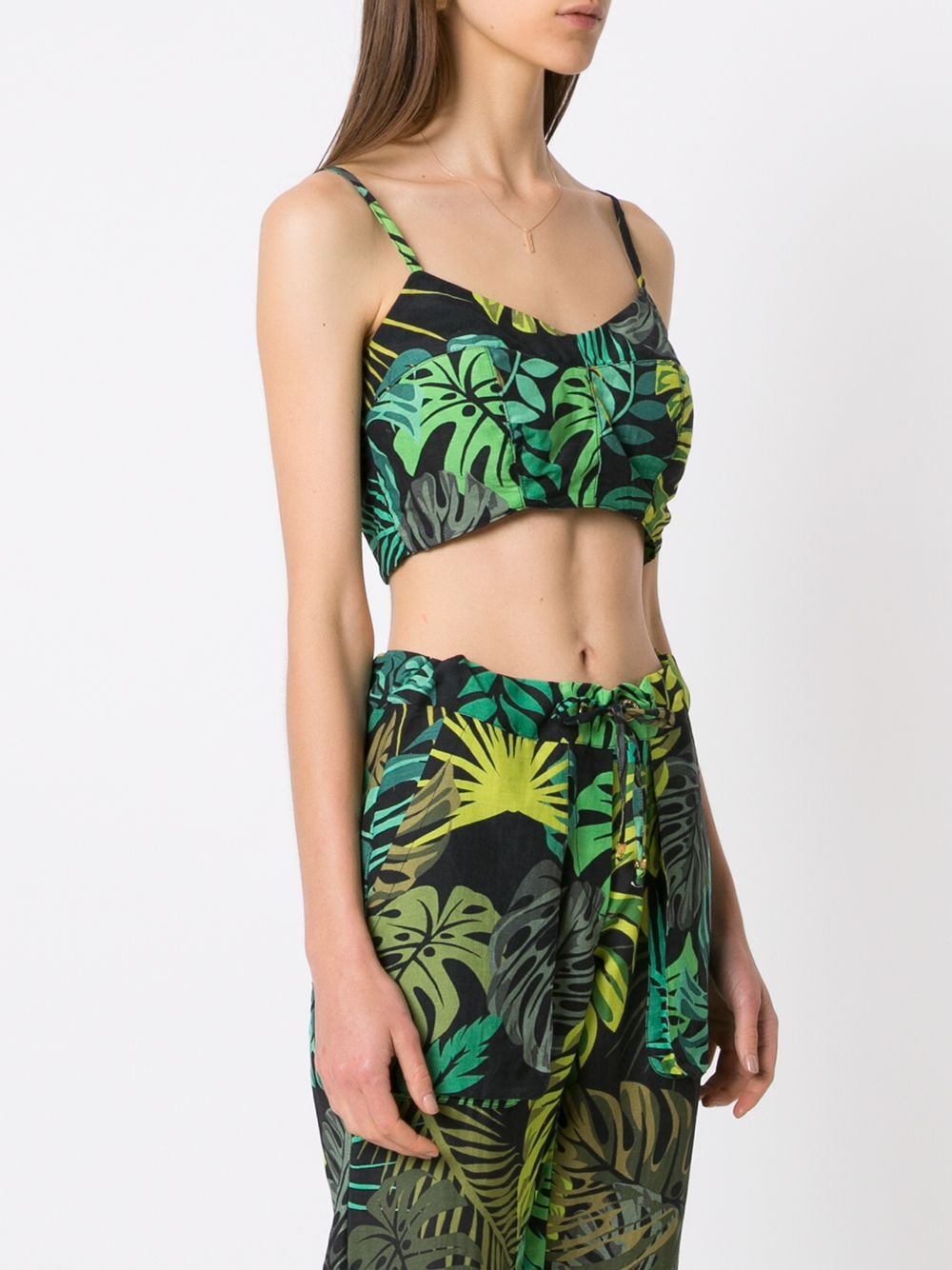 Shop Amir Slama Tropical Print Cropped Top In Green
