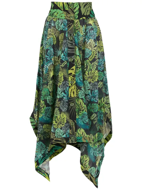 Amir Slama falda asimétrica con estampado tropical 