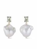 Mateo 14kt yellow gold Baroque pearl and green amethyst drop earrings