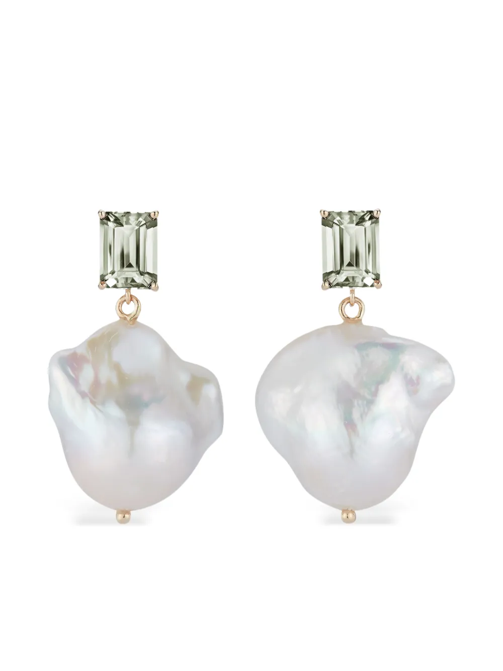 Mateo 14K yellow gold baroque pearl green amethyst drop earrings