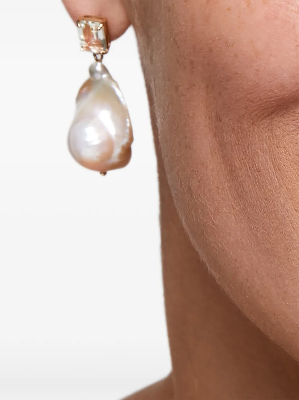 Mateo 14K Yellow Gold Baroque Pearl Green Amethyst Drop Earrings, view 4