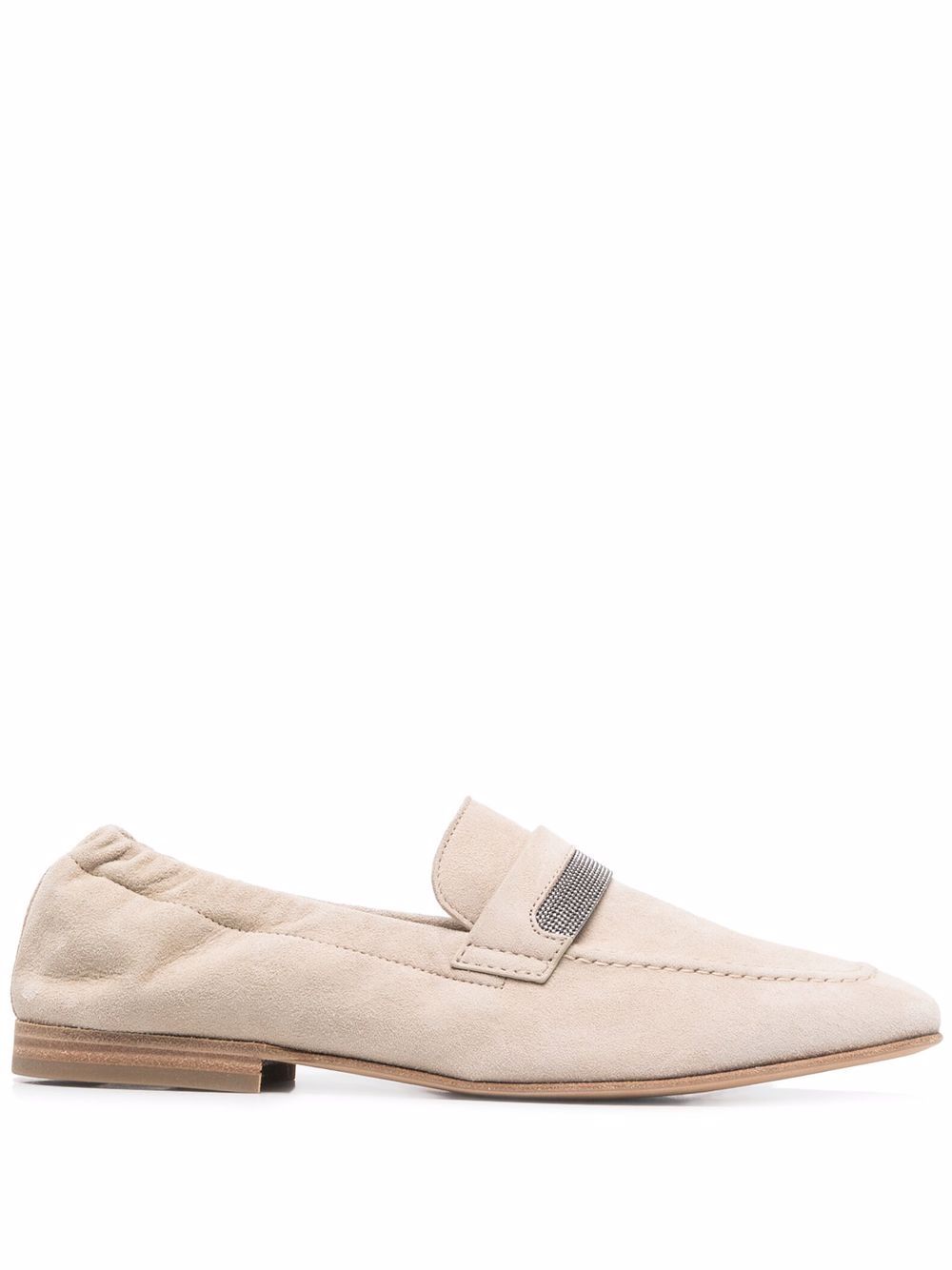 

Brunello Cucinelli embellished suede loafers - Neutrals