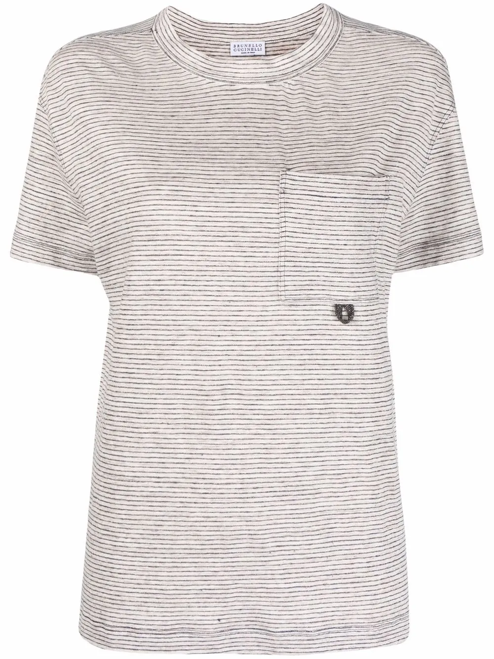 

Brunello Cucinelli playera a rayas con bolsillo - Neutro