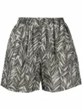 Brunello Cucinelli leaf-print silk shorts - Green