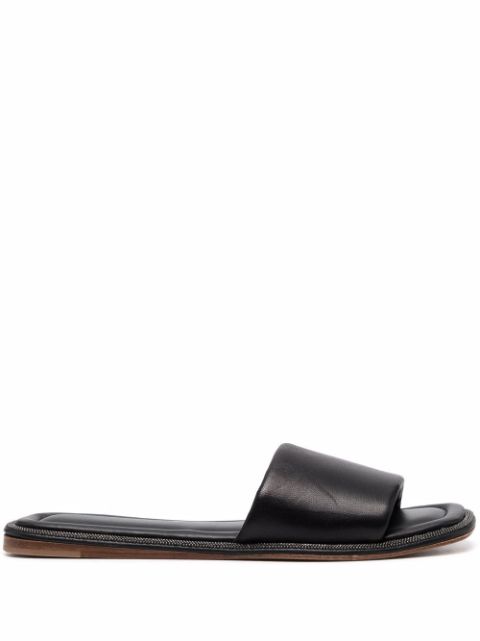 Brunello Cucinelli monili-embellished leather slides