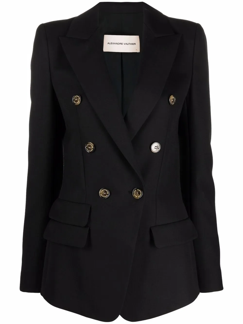 double-breasted padded-shoulder blazer