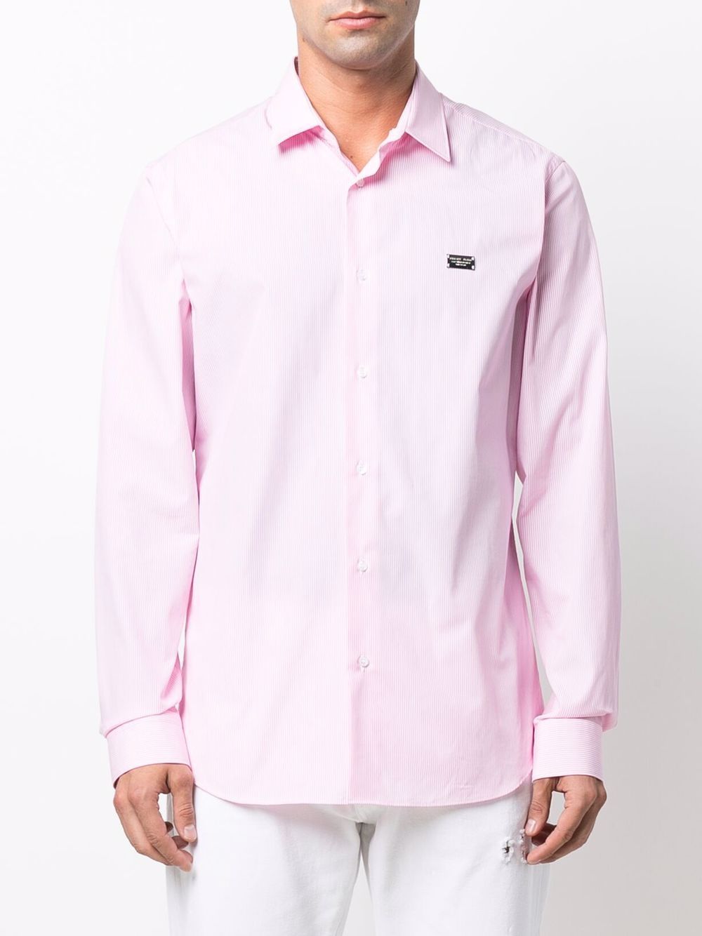 Shop Philipp Plein Skull-print Striped Shirt In Pink