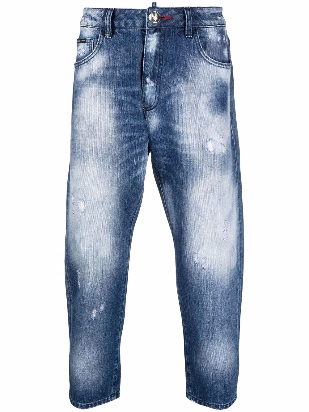 

Philipp Plein jeans con logo y efecto envejecido - Azul