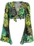 Amir Slama tropical print cropped tie blouse - Green