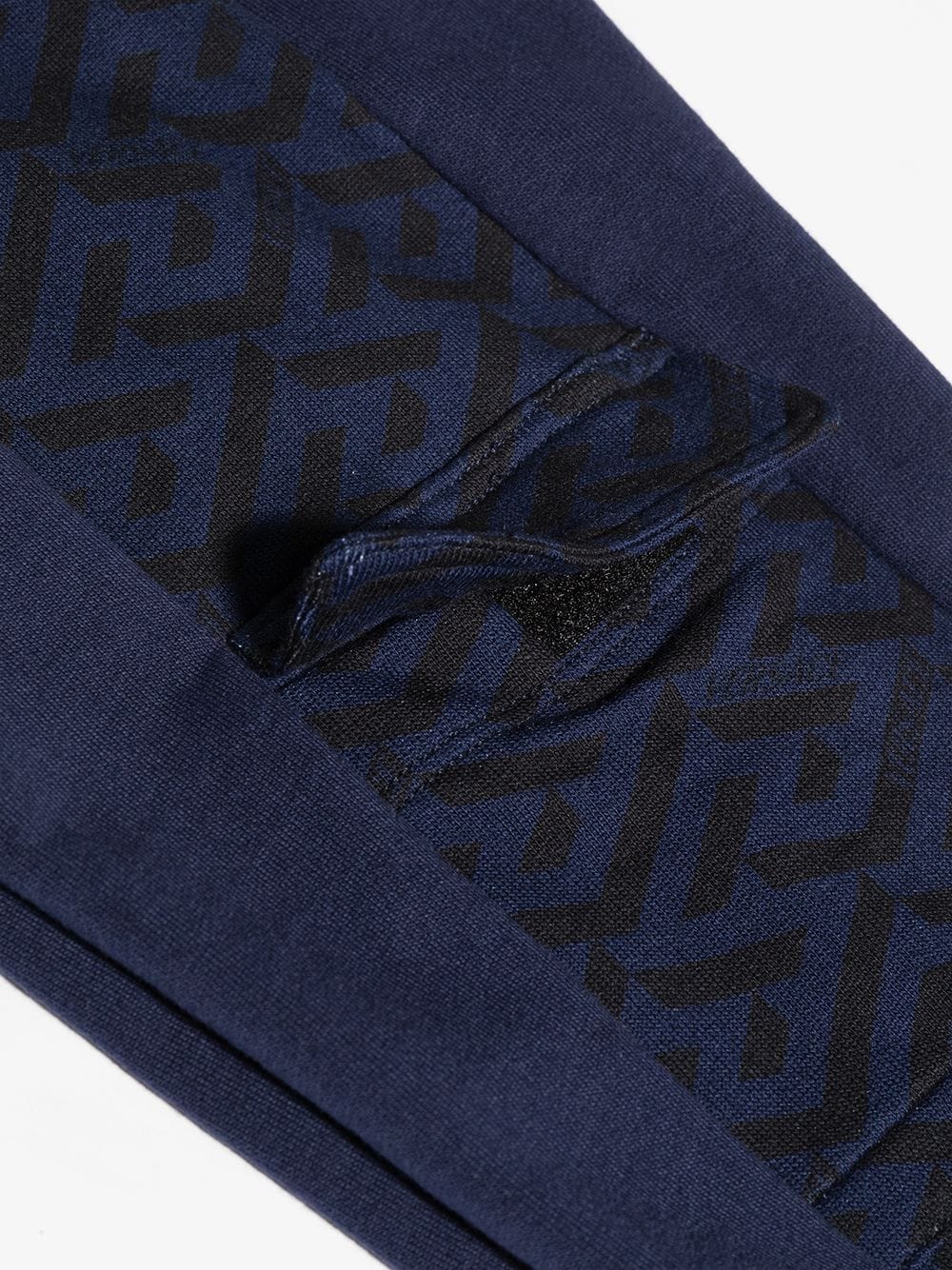 Shop Versace Greca-print Track Trousers In Blue