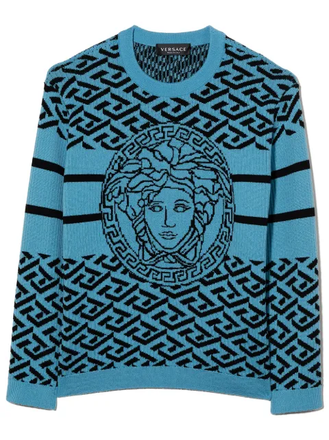 Young Versace كنزة برأس ميدوسا بحياكة إنتارسيا