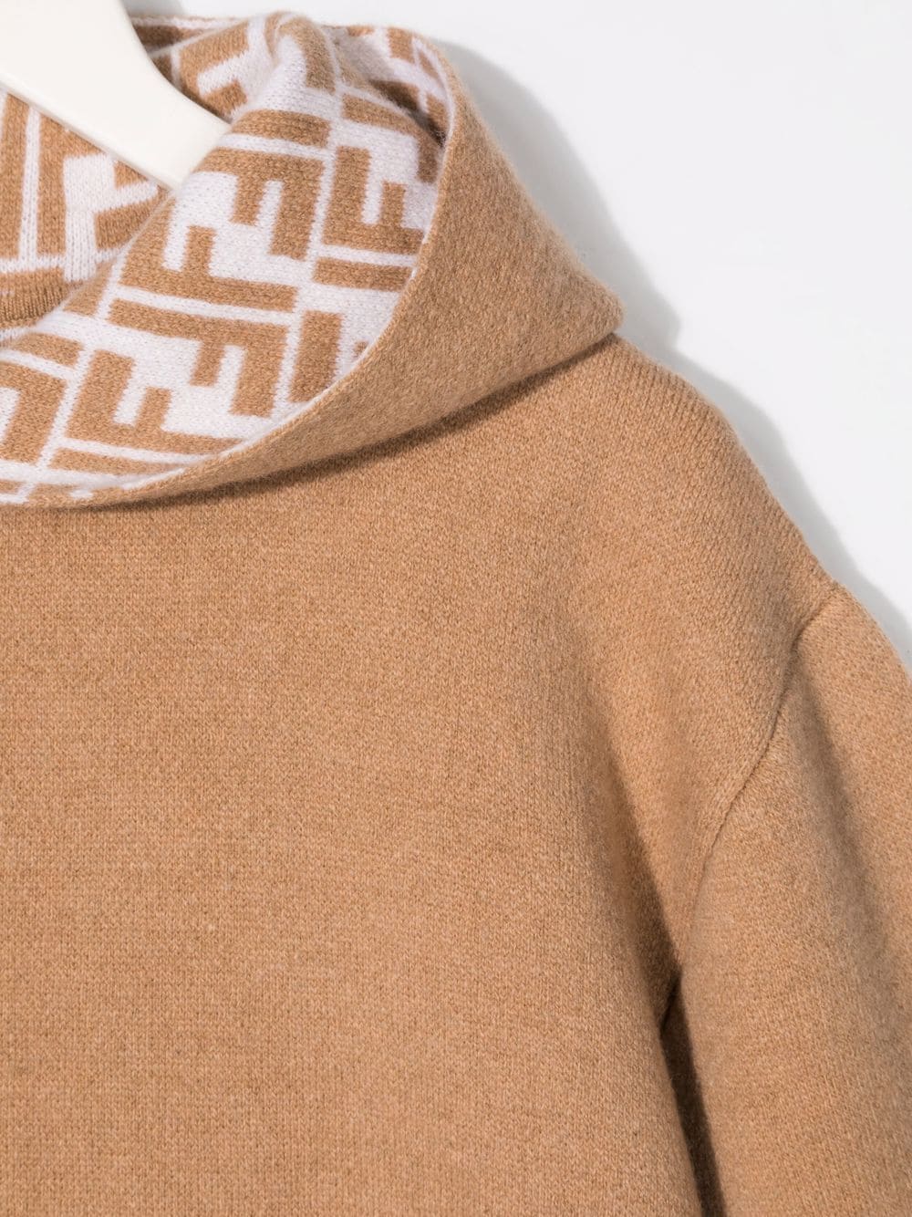 Shop Fendi Monogram-trim Wool-blend Hoodie In Neutrals