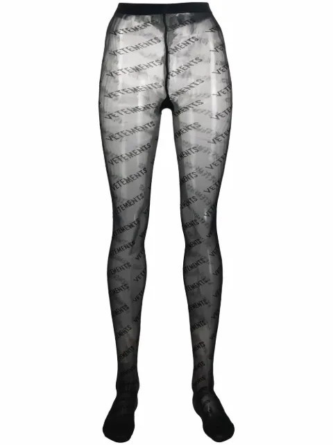 VETEMENTS logo-print Mesh Tights - Farfetch