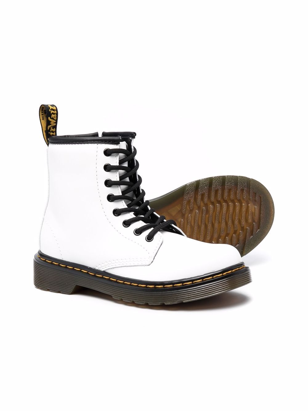 dr. martens kids lace-up ankle boots - white