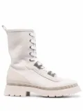 Brunello Cucinelli lace-up cargo ankle boots - White