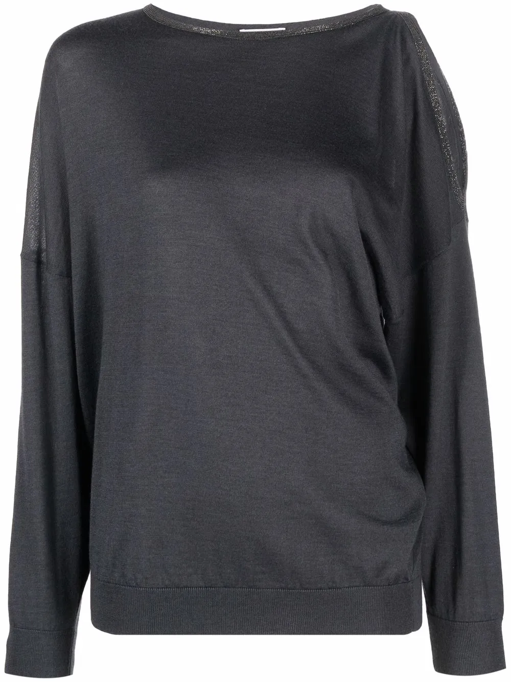 Brunello Cucinelli オープンショルダープルオーバー - グレー Brunello Cucinelli オープンショルダープルオーバー - グレー