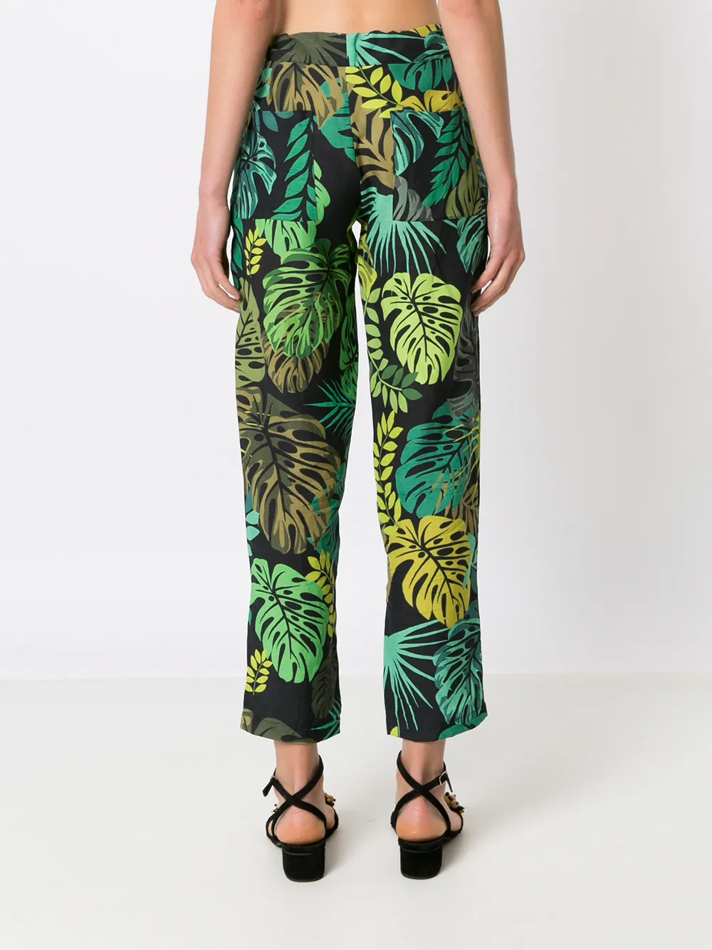 Shop Amir Slama Tropical Print Straight Trousers In Green