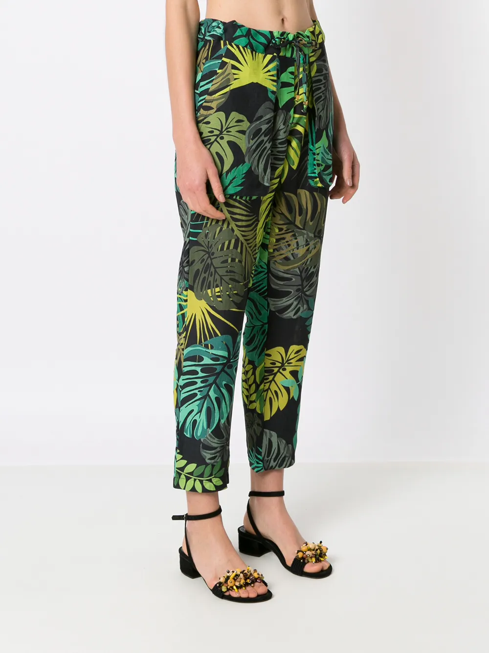 Shop Amir Slama Tropical Print Straight Trousers In Green