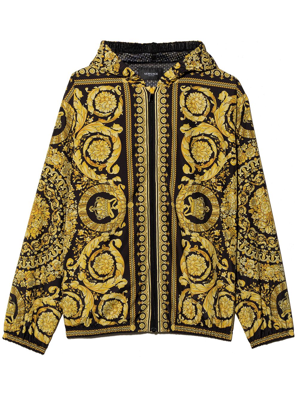 Image 1 of Versace Kids Barocco print hooded bomber jacket