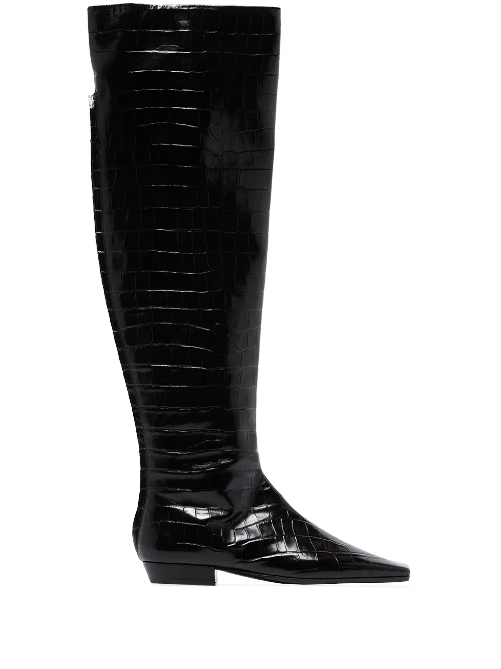 Totême crocodile-effect knee-high boots