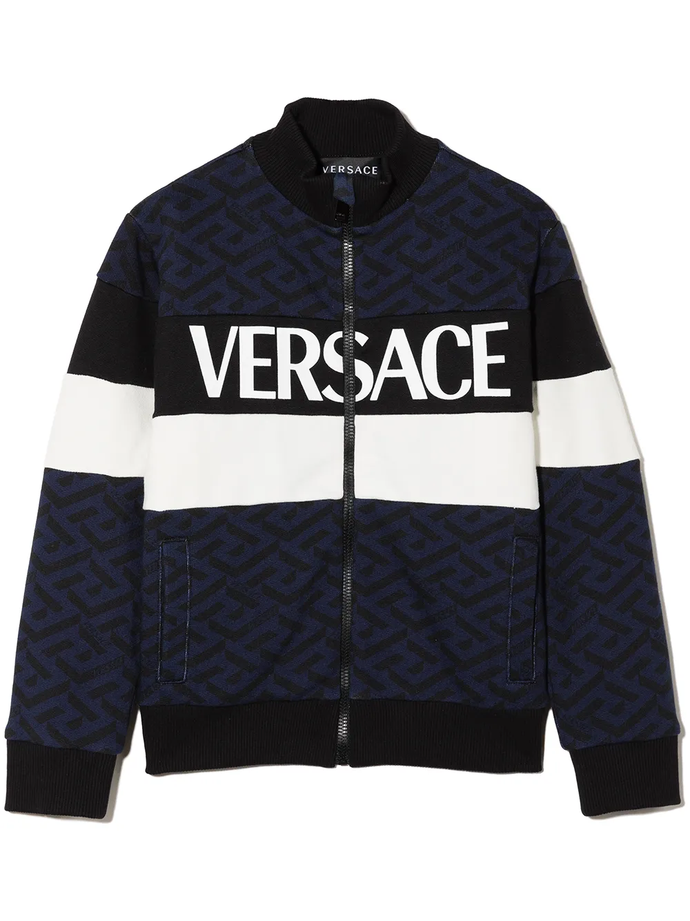 

Versace Kids chamarra con estampado La Greca - Azul