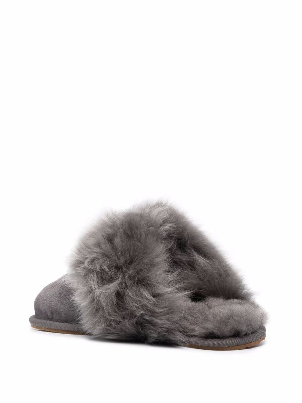 Grey faux 2025 fur slides