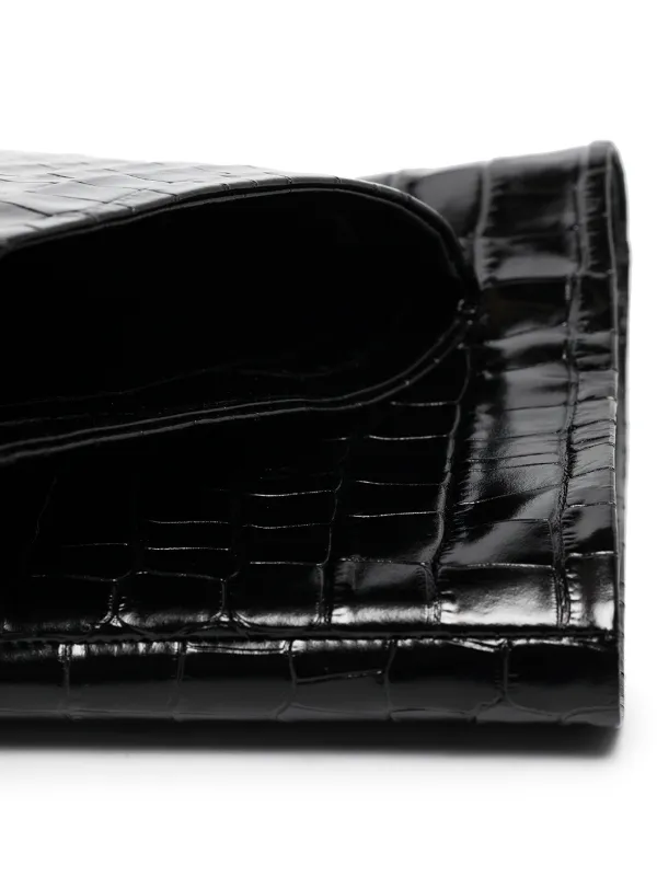 【関税込み】TOTEME ブラック The Wide Shaft ブーツ TOTEME The Wide Shaft croc-effect Boots | Black | FARFETCH