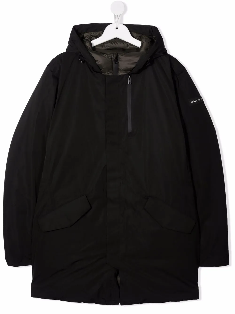 

Woolrich Kids parka con capucha y cierre - Negro