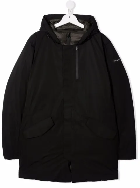 Woolrich Kids معطف كاجوال بسحاب وهودي