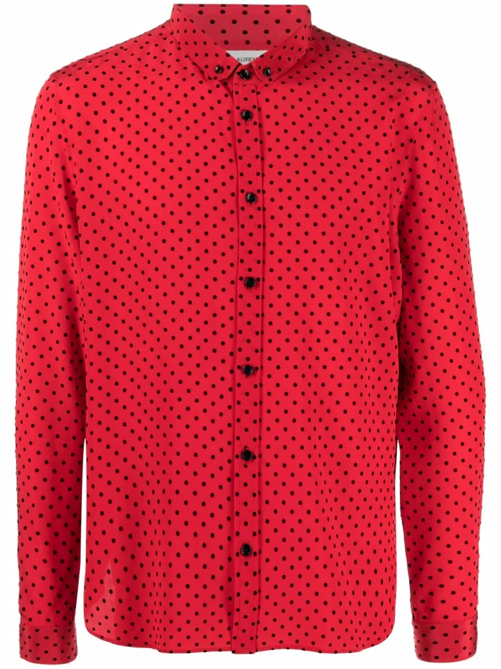 

Saint Laurent camisa de seda con motivo de lunares - Rojo