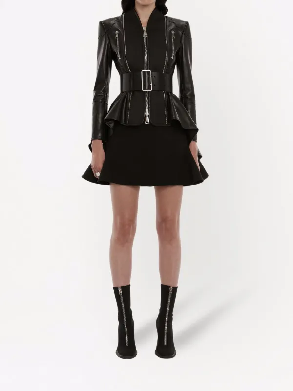 peplum leather jacket