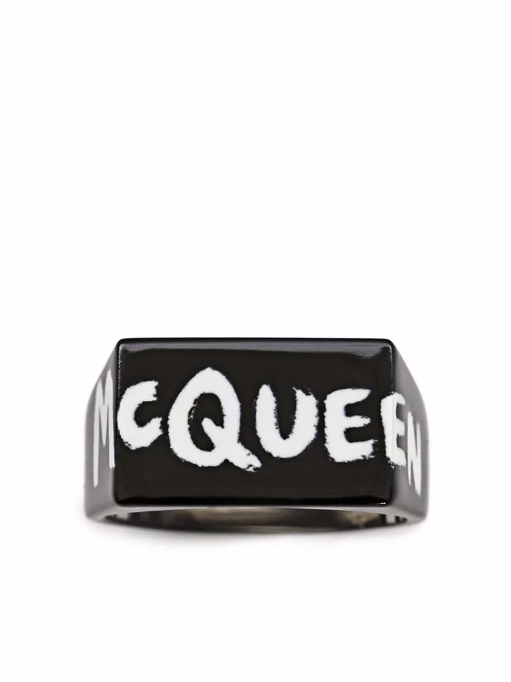 

Alexander McQueen anillo con estampado de grafiti - Negro