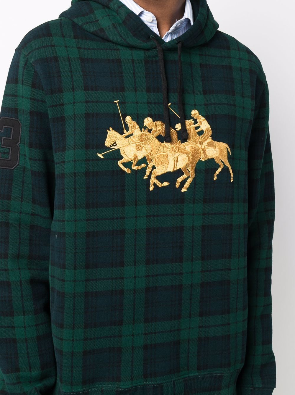 Polo ralph lauren men's bear tartan fleece hoodie hot sale