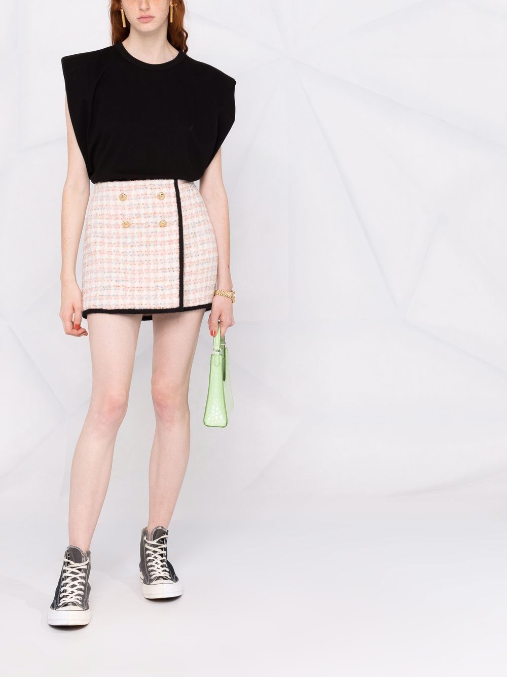 фото Chiara ferragni твидовая юбка с контрастной отделкой