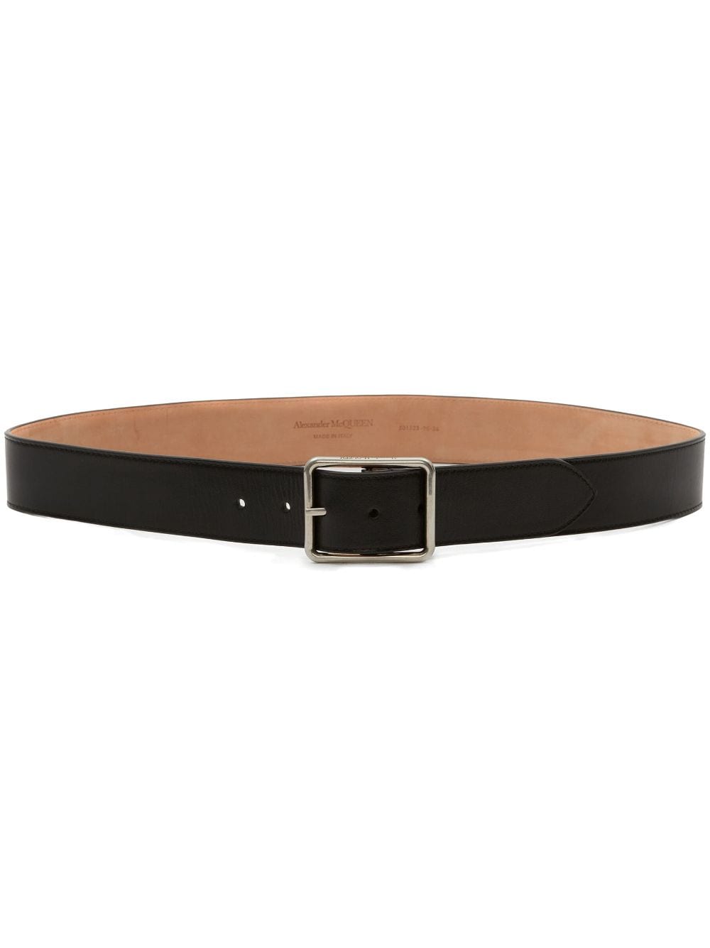 Shop Alexander Mcqueen Slim-leather Buckle Belt In Black