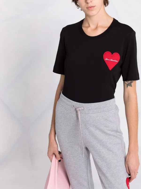 Shop Love Moschino heart print T-shirt 