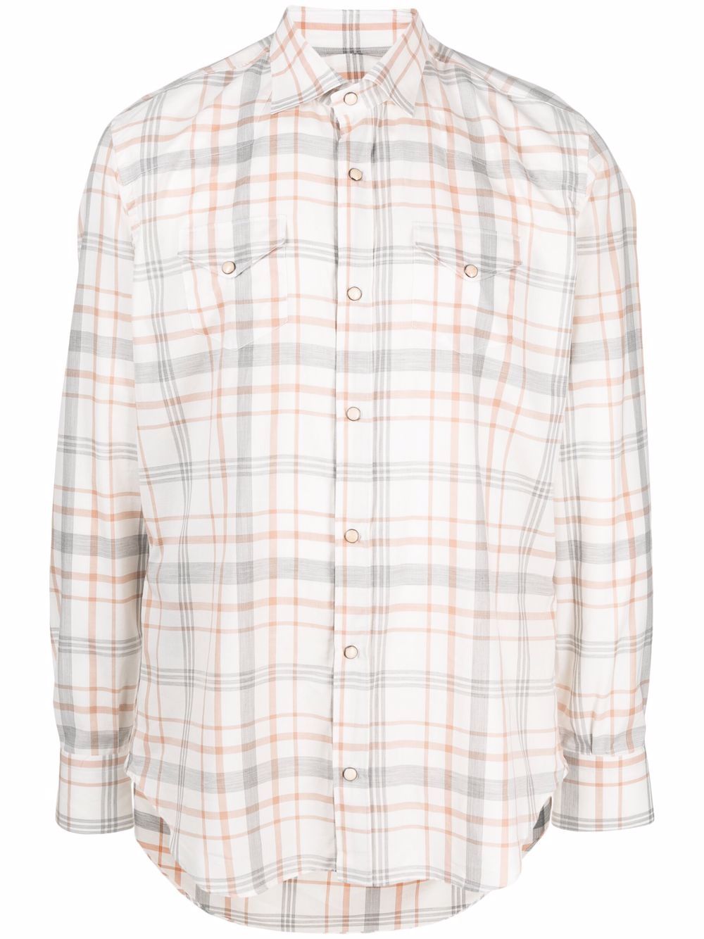 фото Eleventy check-print long-sleeve shirt