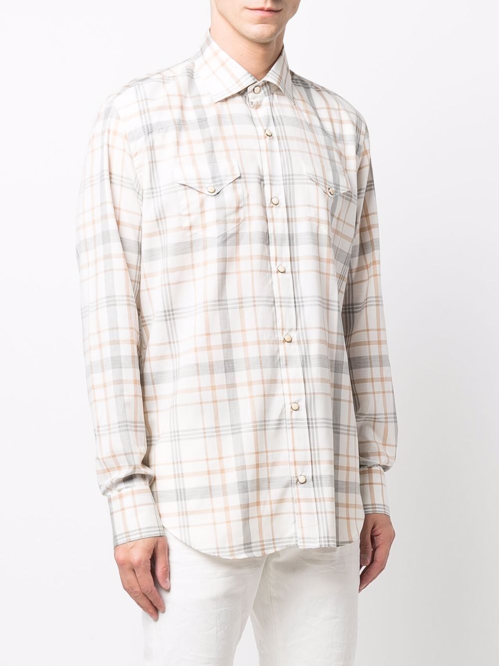 фото Eleventy check-print long-sleeve shirt