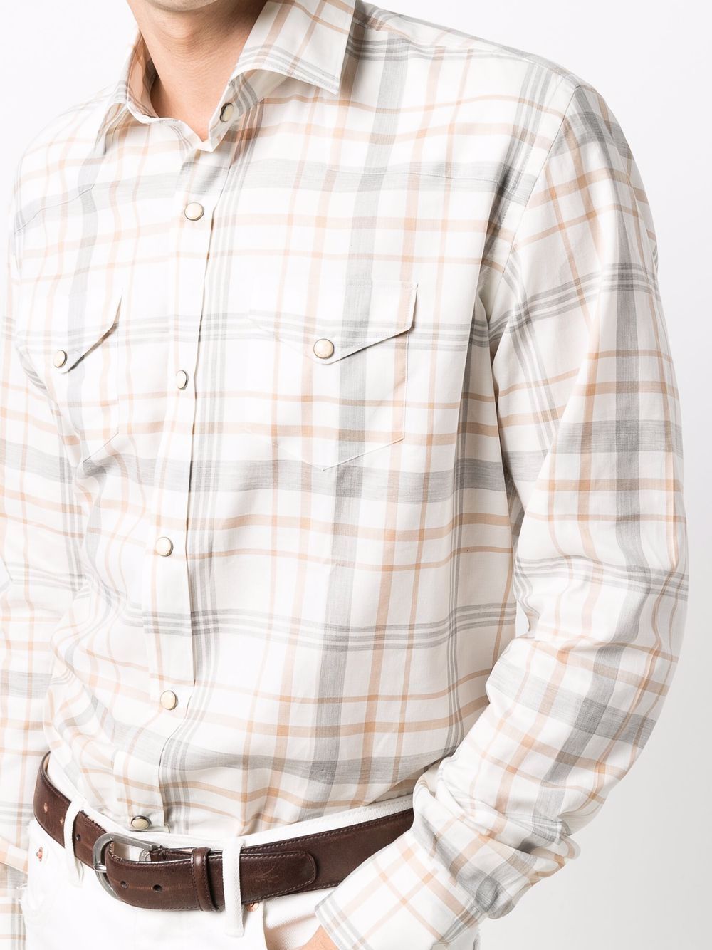 фото Eleventy check-print long-sleeve shirt