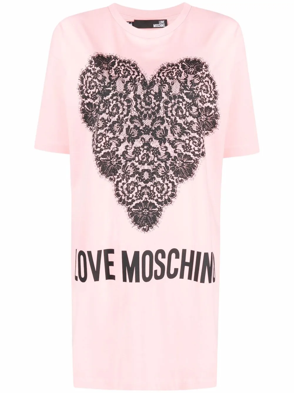 lace-appliqué T-shirt dress