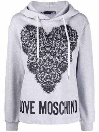 Love Moschino Heart Print Zipped Hoodie - Farfetch