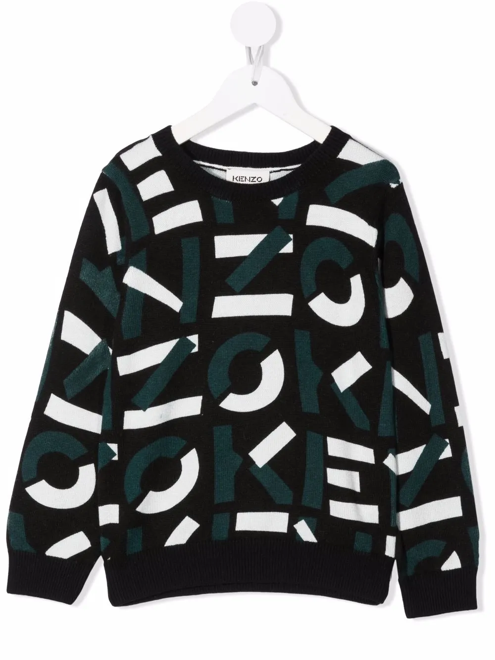 

Kenzo Kids TEEN monogram intarsia-knit jumper - Black