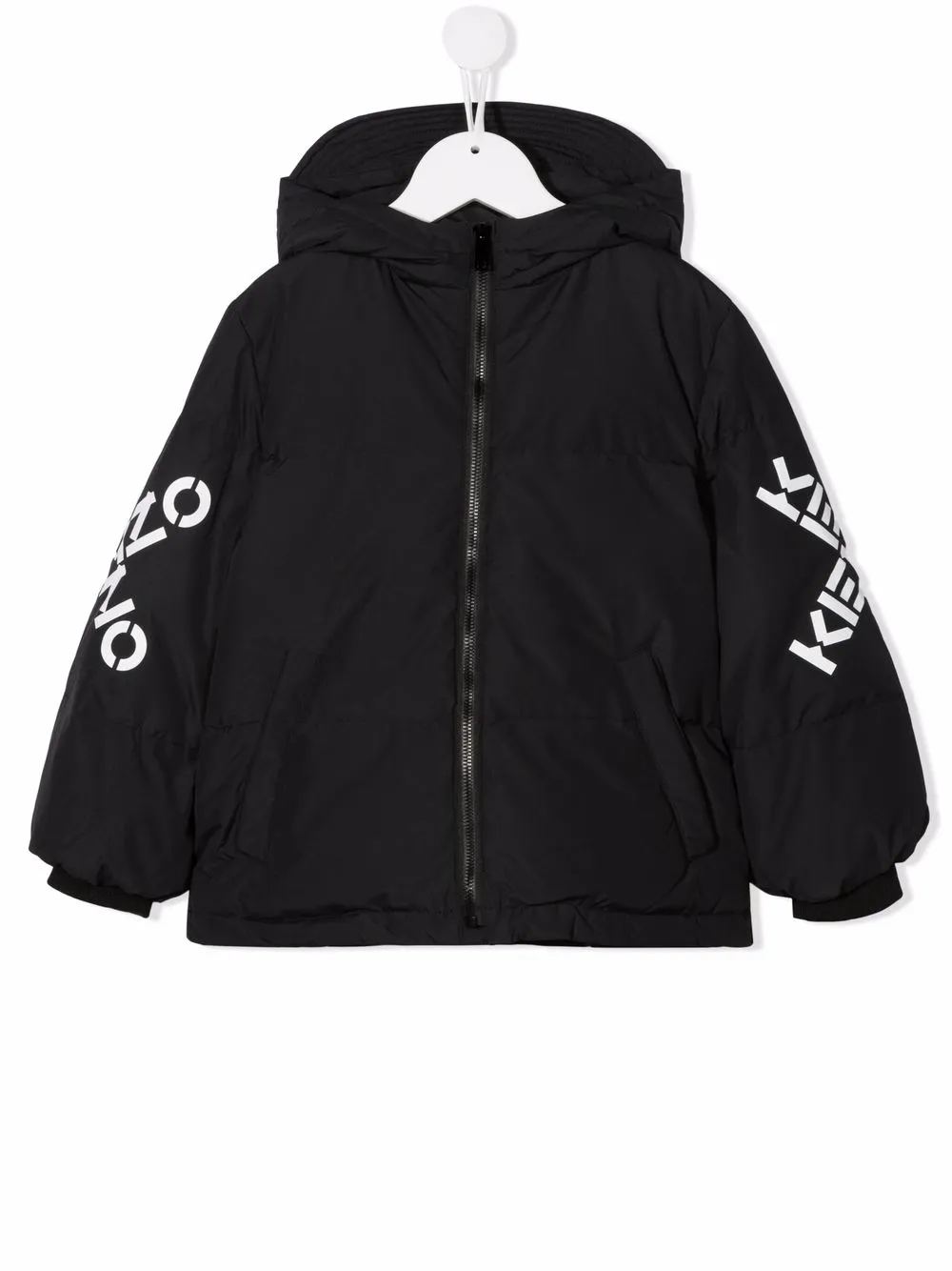 фото Kenzo kids пуховик с капюшоном и логотипом