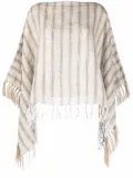 Brunello Cucinelli striped tassel-trim poncho - Neutrals