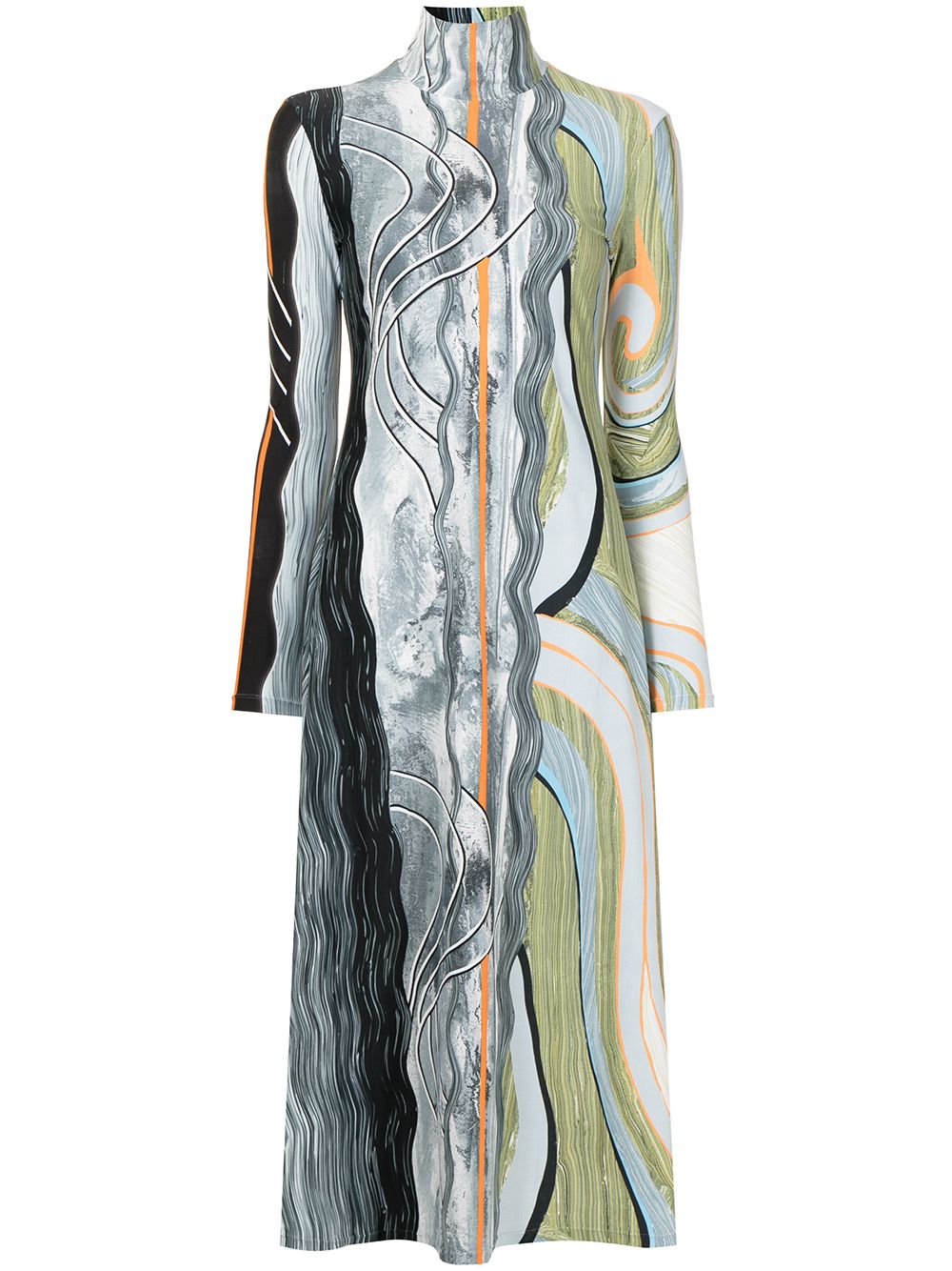 фото Mame kurogouchi платье миди с высоким воротником